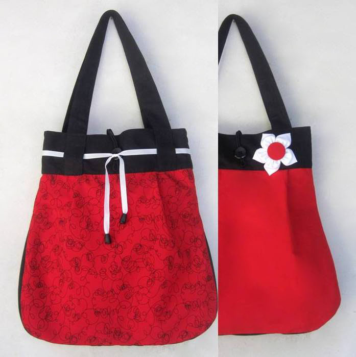 Červenočerná  OBOUSTRANNÁ taška 2v1
