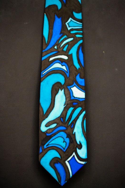 Kravata hedvábná Modrá abstrakce