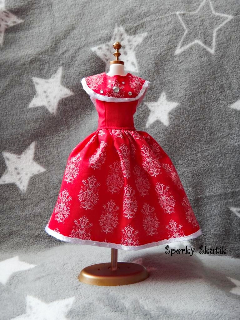 SA0017 - Červené šaty s kamínky