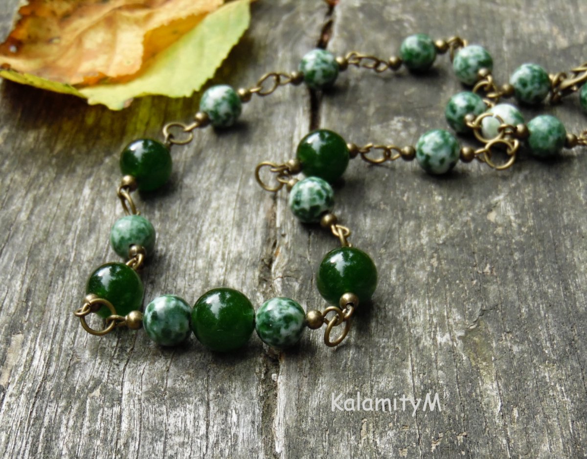 Lesní tůňka - náhrdelník jaspisu a zeleného křemene