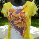 Žluté tričko se slunečnicemi-ručně malované