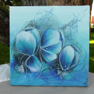 Malovaný obrázek modré květinky