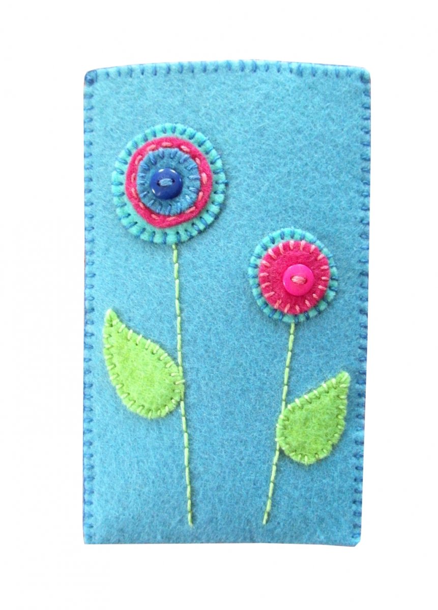 Pouzdro na telefon z filcu květinky