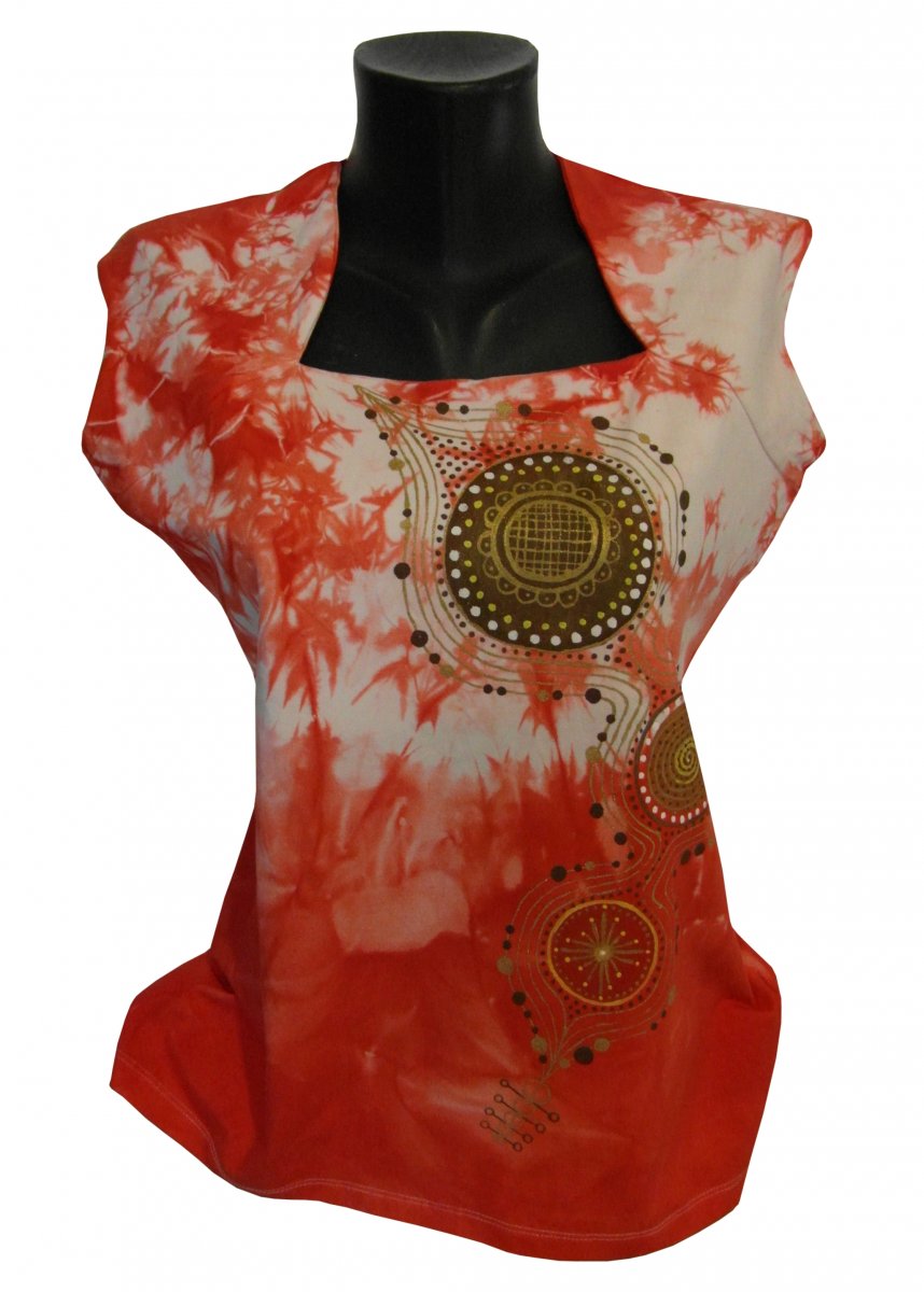 Červená halenka s abstrakcí-ručně malované