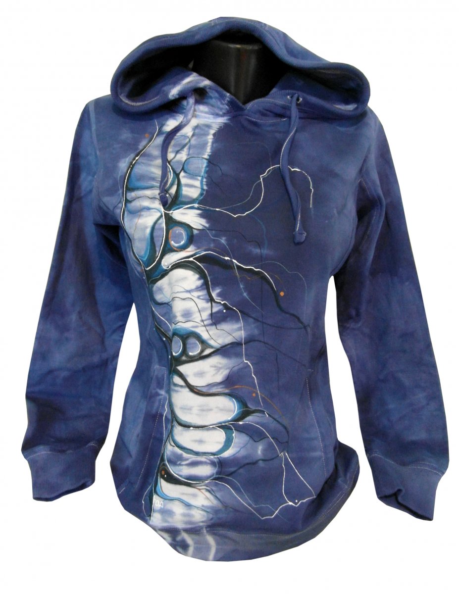 Modrá dámská mikina-ručně malovaná abstrakce
