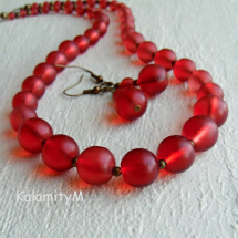 RED - náhrdelník a náušnice ze skleněných korálů