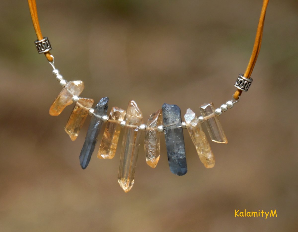 Paprsky - náhrdelník s křišťálem aqua aura