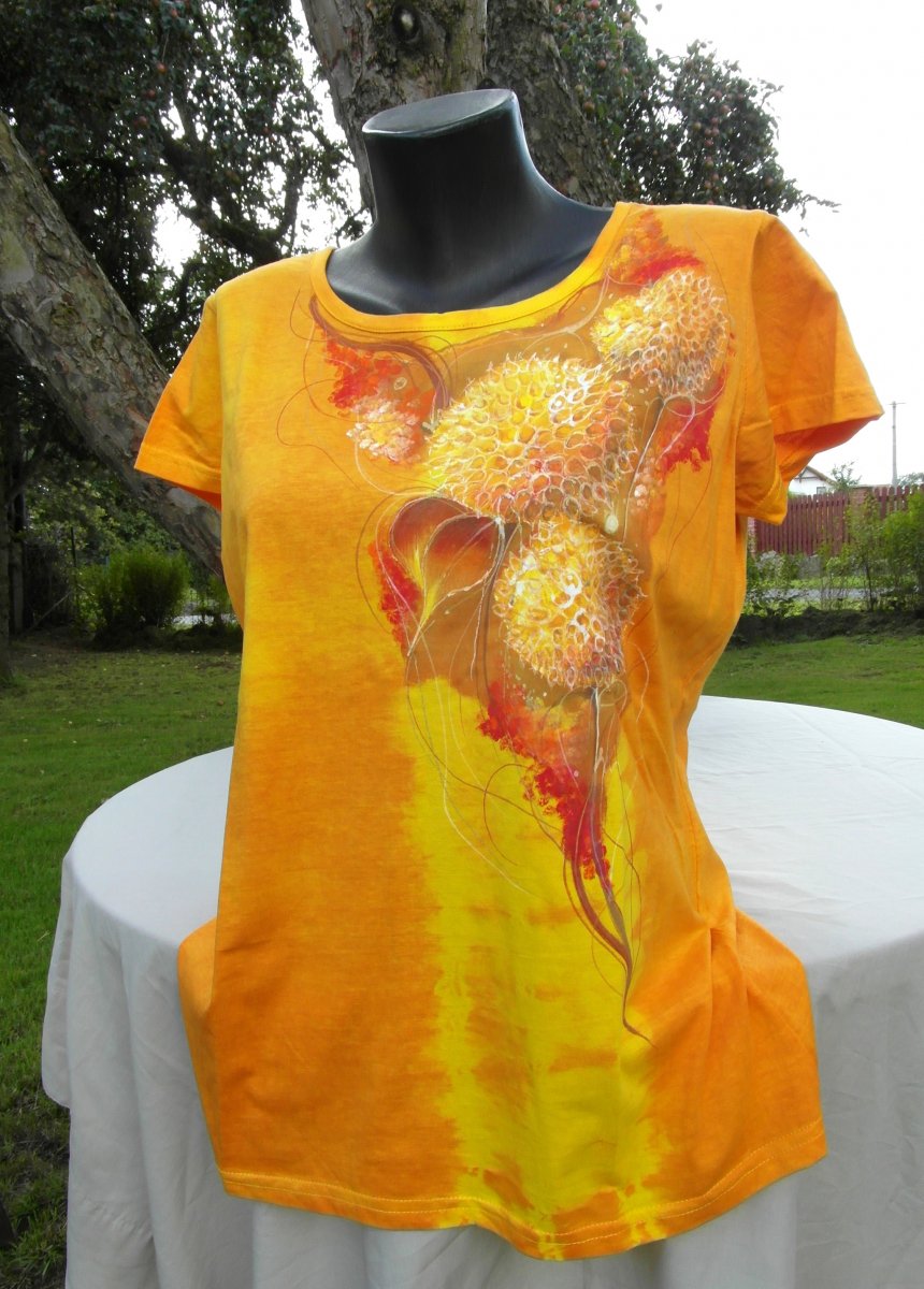 Žluto oranžové s pivoňkami -ručně malované