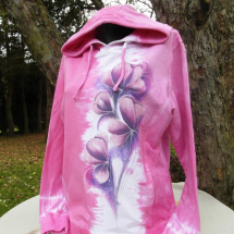Růžová květinková mikina-ručně malovaná
