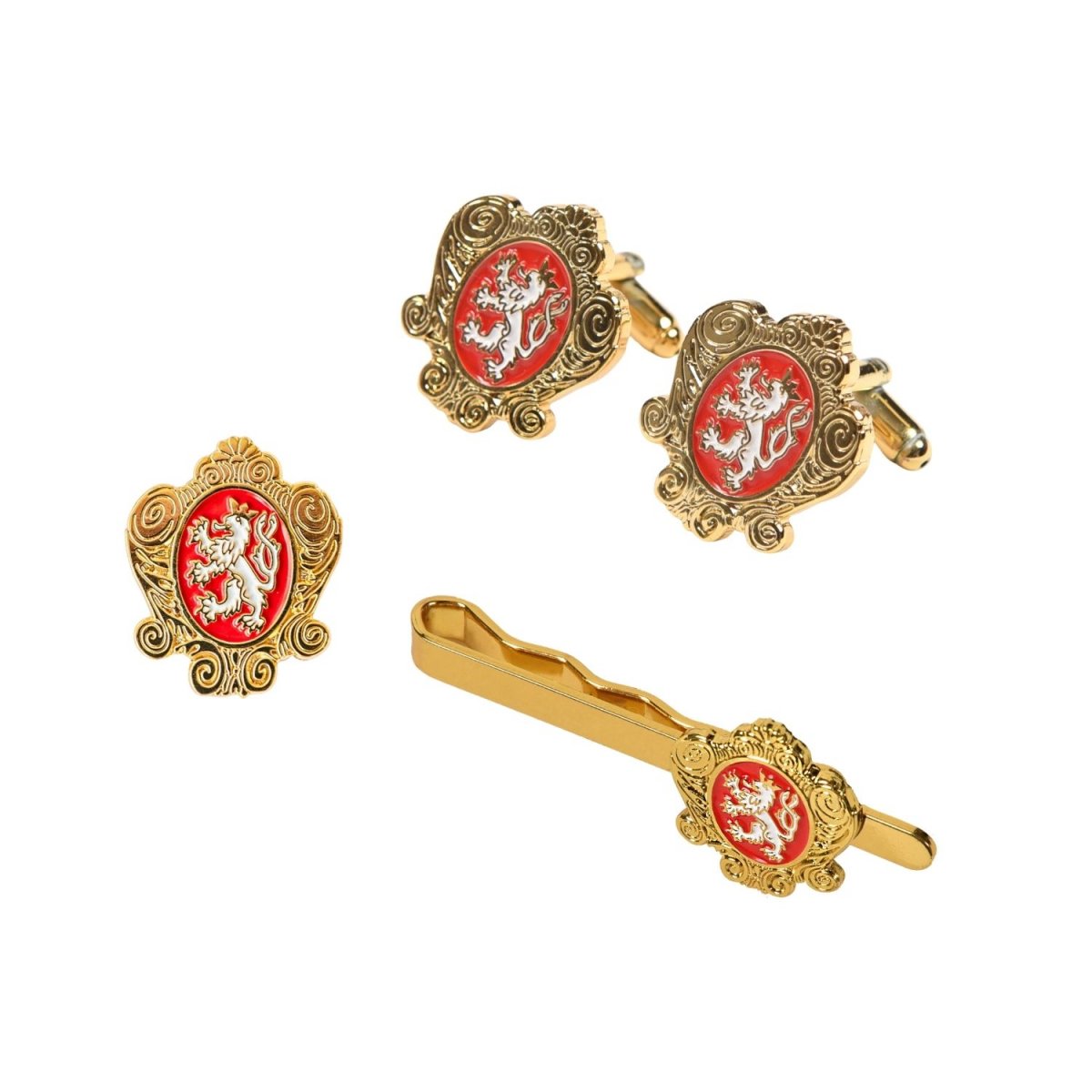 Pánský set doplňků s Českým lvem (manžetové knoflíčky + spona + odznak)