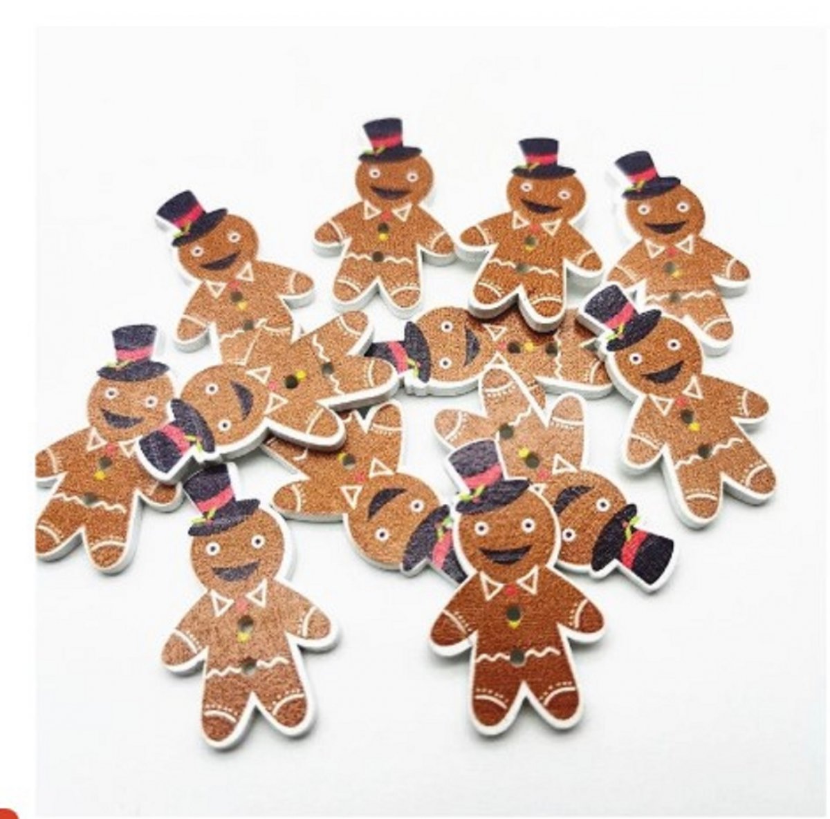 Knoflíky - dřevo - perníkový panáček - sada 2 ks