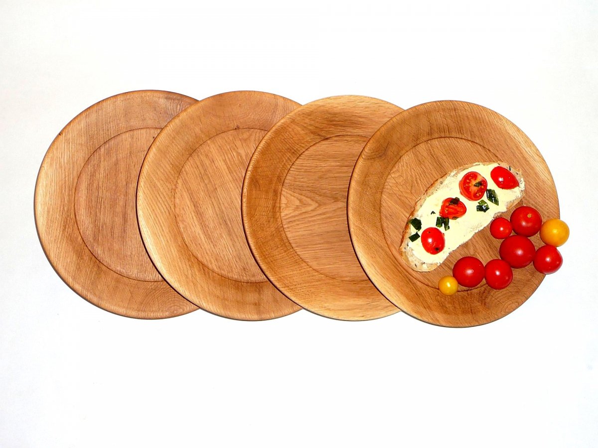Plochý talíř - dub - sada 4 ks, ø 25 cm.