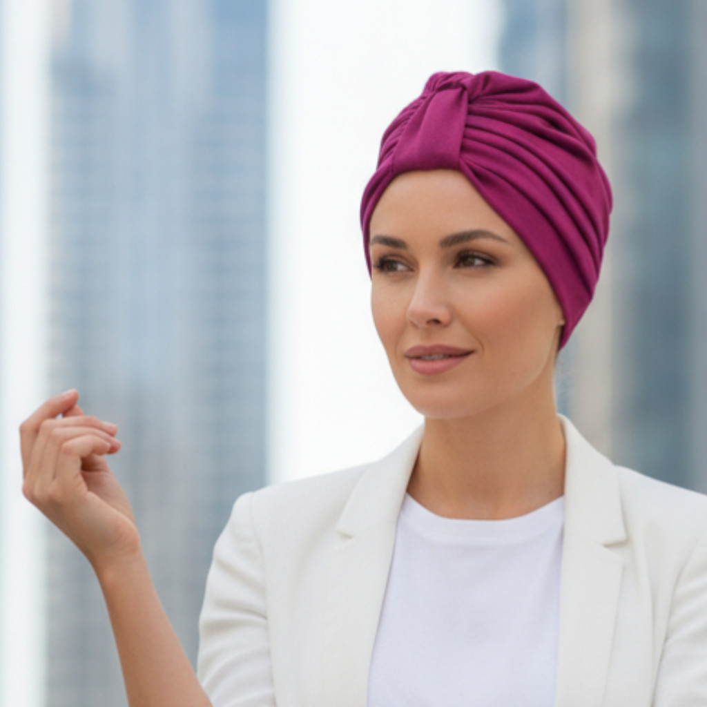 Ebbie Bavlněný turban-twist - MALINOVÝ