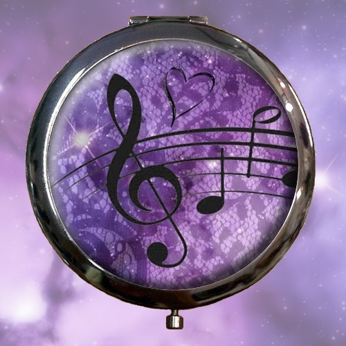 Zrcátko Houslový klíč - fialový vesmír