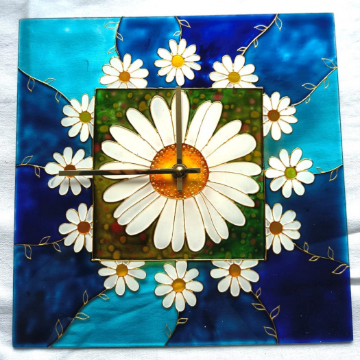 Ručně malované skleněné hodiny 25x25cm jediný originál!!