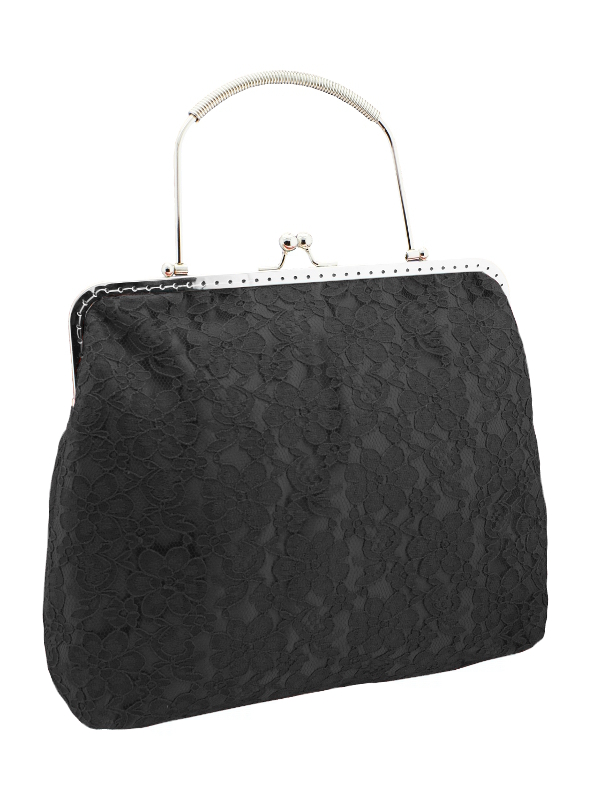 Dámská krajková kabelka černá s kovovým rámečkem 0976A8 – Potvor - pomáhat  tvořit