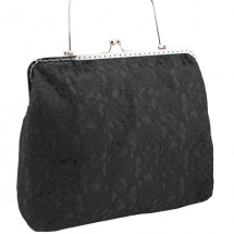 Dámská krajková kabelka černá s kovovým rámečkem  0976A8