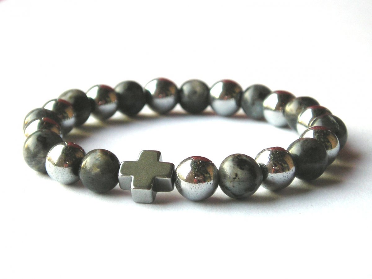 Náramek z hematitu a lazuritu..sebevědomí, klid