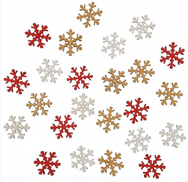 dřevěná vločka - mix barev  - cena za 24 kusů