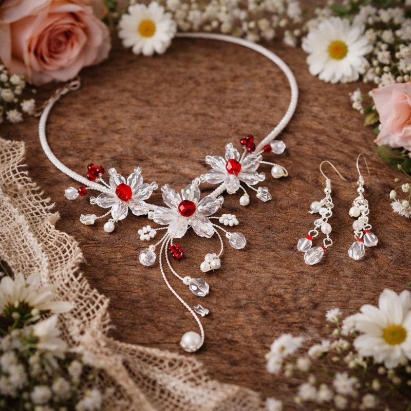 Křišťálový náhrdelník a náušnice – ručně vyráběná elegantní sada