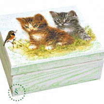 krabička - truhlička - šperkovnice - koťata na louce