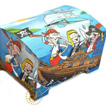 dřevěná pokladnička piráti na lodi