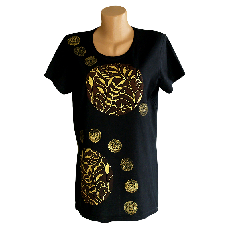 Hnědozlaté dlouhé dámské tričko