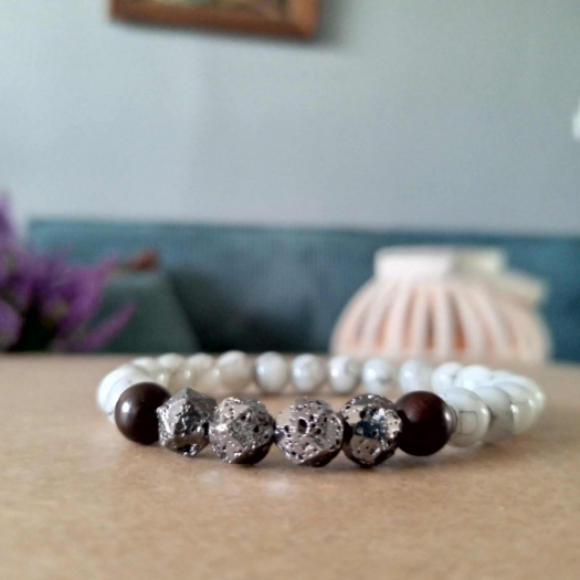 Náramek sklo a pyrit