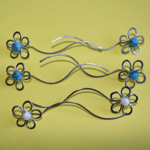 Květinky s modrým tyrkenitem - chirurgická ocel