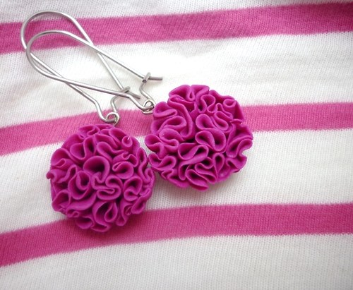 Muchlánky - fialové fimo náušnice - nealergenní