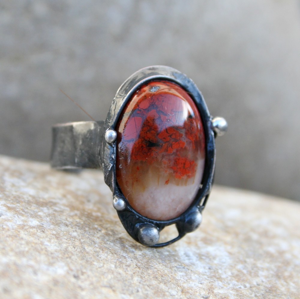 Brekciový jaspis prsten