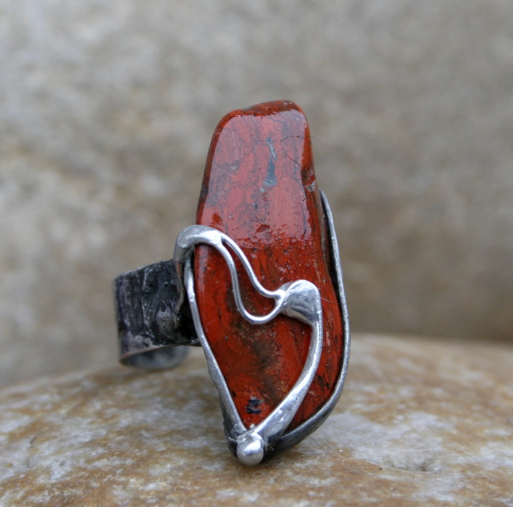 Brekciový jaspis prsten