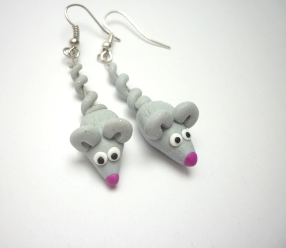 Náušnice fimo myšky