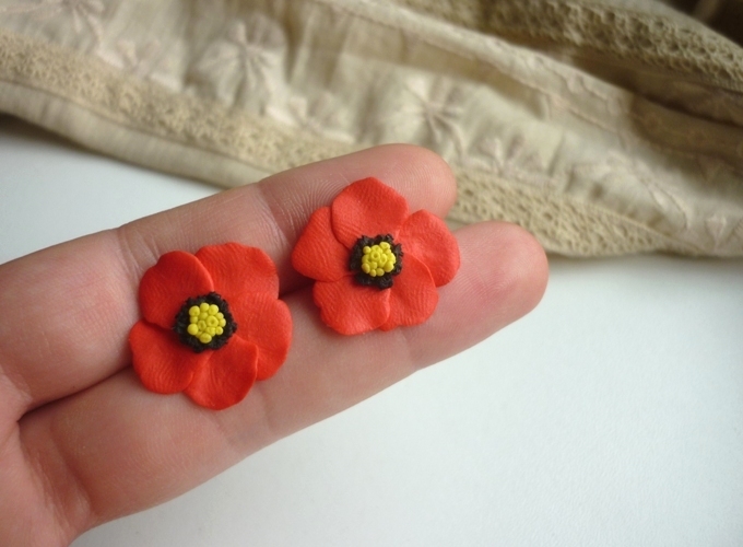 Náušnice pecky vlčí mák