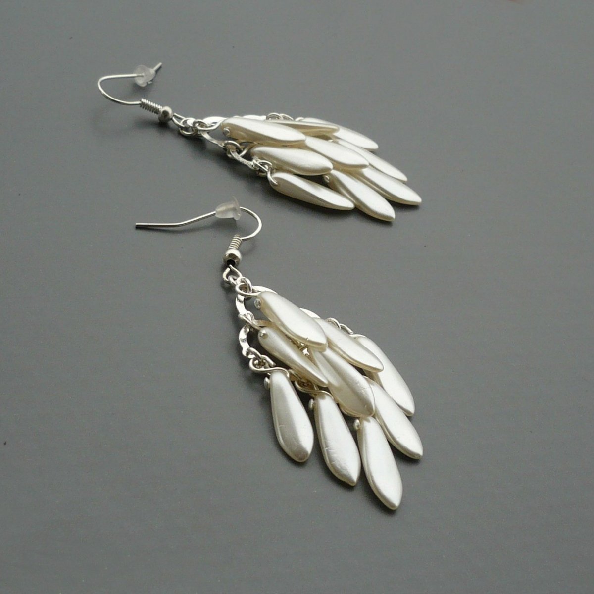 Bílý voskovaný vánek - náušnice