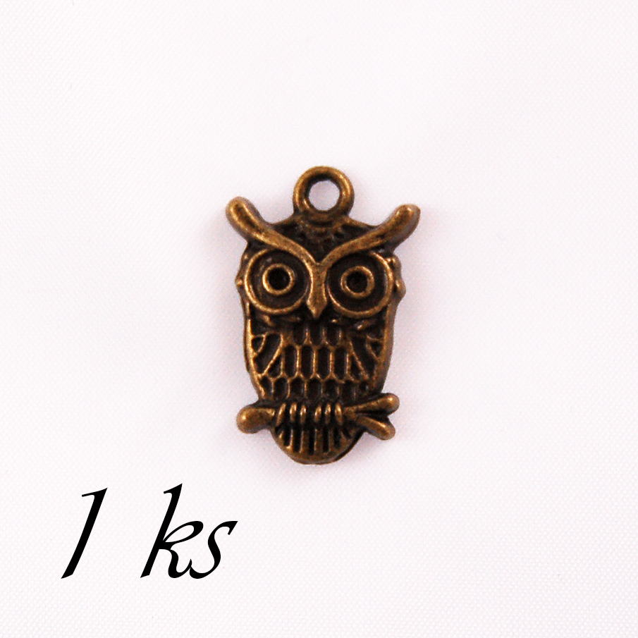 Soustředěná sovička, bronzová barva (02 0090)