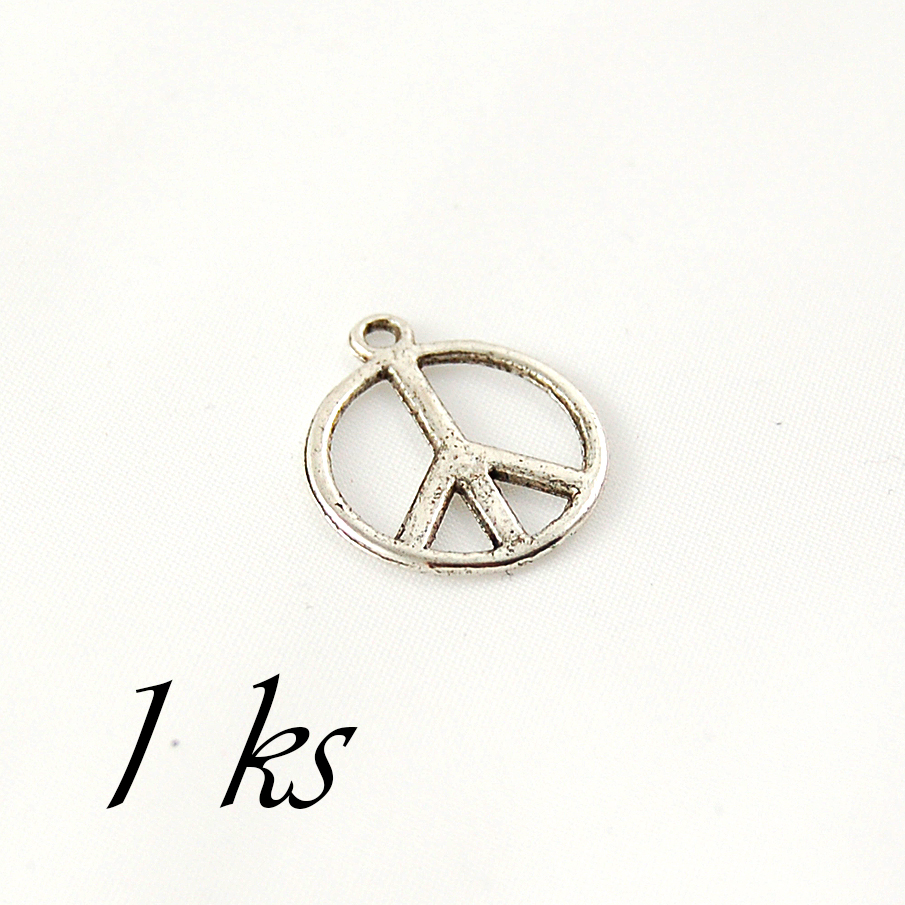 Symbol peace, stříbrná barva (02 0034)