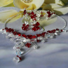 Elegantní náhrdelník s náušnicemi – ručně vyráběný šperk s červenými korálky