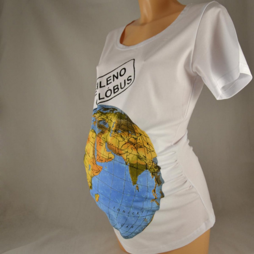 Těhotenské triko "Vyžehleno přes glóbus" bílé L/XL
