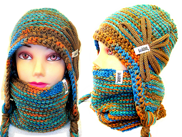 SOUPRAVA UŠANKY A NÁKRČNÍKU S APLIKACÍ- MERINO