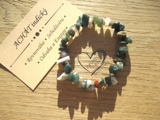 Pružný náramek - Achát indický