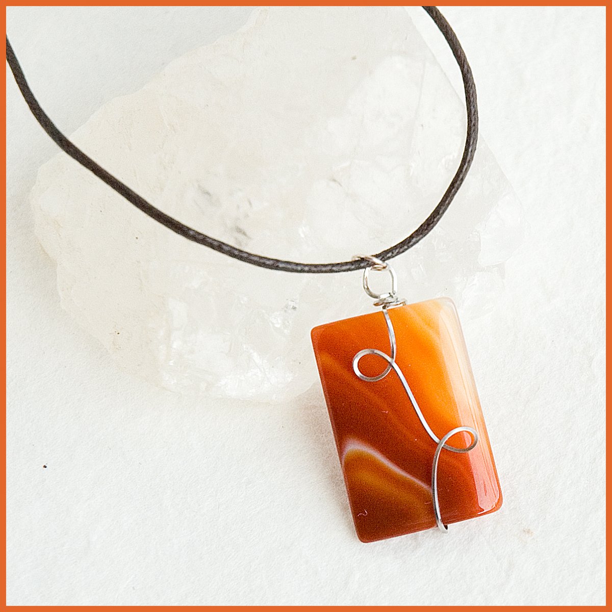 Achát - obdélník červený