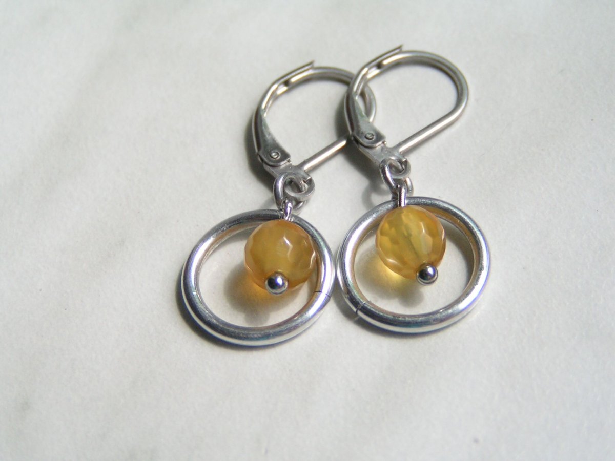 Achátky žluté - náušnice