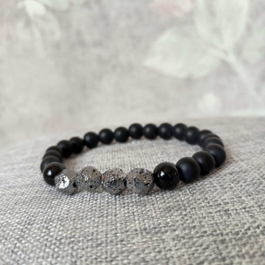 Náramek onyx a pyrit