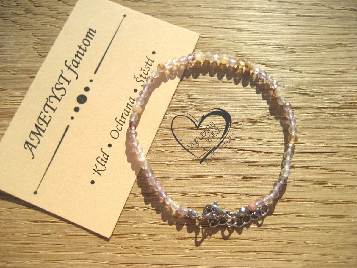 Jemný náramek Ametyst fantom 3mm