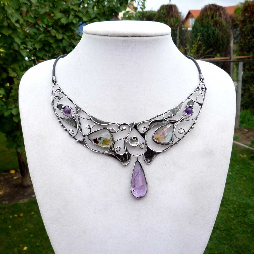 Límeček - luxusní ametyst + skla