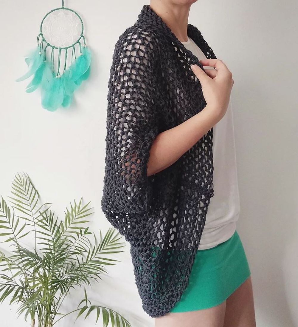 letní vesta/kardigan tmavě šedá vel. M - XL