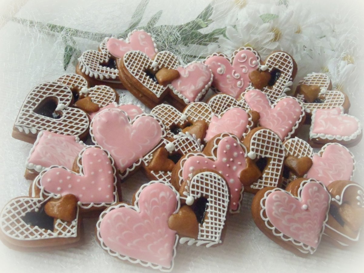 Dvojsrdíčka z perníku - plněná