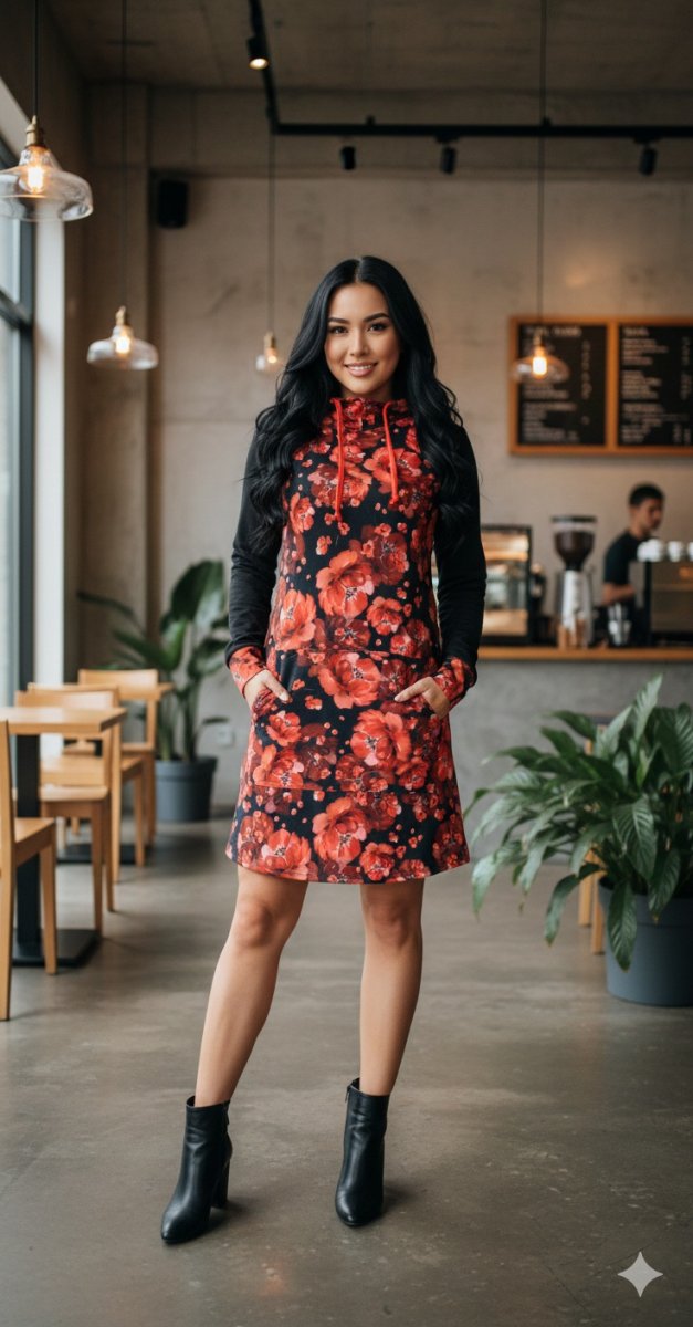 Dámská mikino-tunika se vzorem vlčích máků (teplákovina)