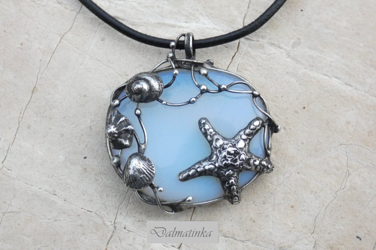 Hvězdice a mušličky - přívěsek s opalitem